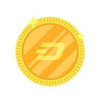 Golden dash coin on white backgrouund. vector