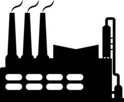 Flat style factory in black and white color. vector