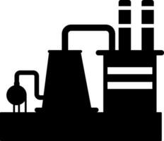 Flat style factory in black and white color. vector