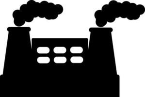 Flat style factory in black and white color. vector