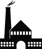 Flat style factory in black and white color. vector