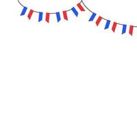 Red and blue shiny bunting flags on white background. vector