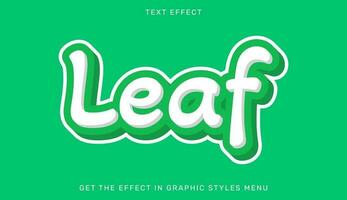 Leaf editable text effect with 3d style. Text emblem for advertising, branding, business logo vector