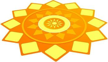 Yellow and orange floral rangoli design. vector