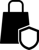 Sheild with shopping bag. vector