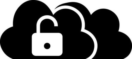 Black and white cloud with lock. vector