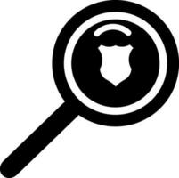 Magnifying glass and shield symbol in flat style. vector