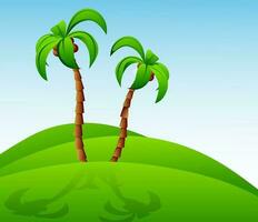 Shiny vector illustration of coconut tree.