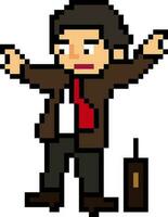 Pixel art illustration of business man. vector