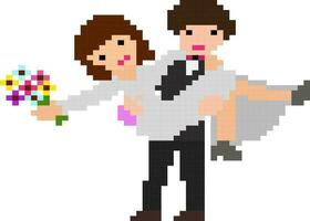 Pixel art illustration of couple. vector