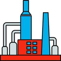 Flat icon of Oil Machinery in blue and red color. vector
