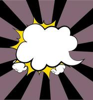 Comic speech cloud on rays background. vector