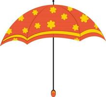 Yellow flowers decorated orange umbrella. vector