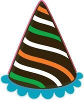 Party hat icon with stripes for celebration. vector