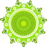 Floral mandala design in green color. vector