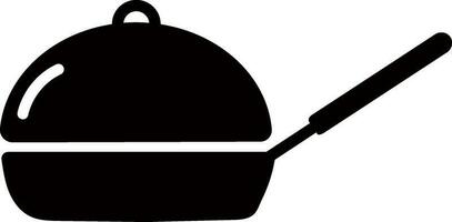 Black frying Pan with Lid Sign or Symbol. vector