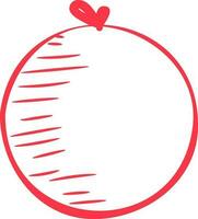 línea Arte icono de decorativo pelota en rojo color. vector