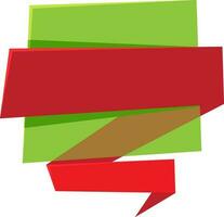 Green and red origami paper banner design. vector