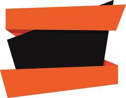 Orange and black paper banner or tag design. vector