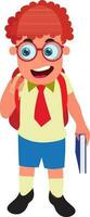 Cartoon character of boy with book and bag. vector