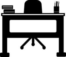 Black and White chair with books with box on the table. vector