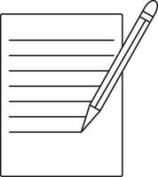 Document file with pencil in black lline art. vector