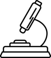 Flat style microscope in black line art illustration. vector