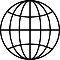 Earth globe in black line art illustration. vector