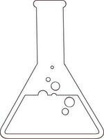 Flat line art illustration of laboratory flask. vector