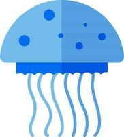 Jellyfish icon or symbol in blue color. vector