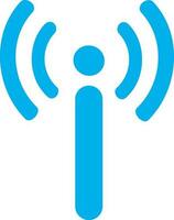 Vector antenna or signal icon in sky blue color.