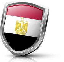 Glossy grey shield of Egypt flag. vector