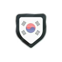 Flag of South Korea in grey shield. vector
