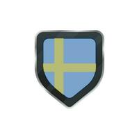 Grey shield of Sweden flag. vector