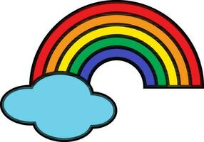 Flat illustration of Rainbow with Cloud. vector