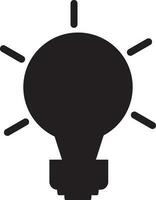 Black electric bulb with rays on white background. Glyph icon or symbol. vector