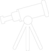 Black line art camera on tripod. vector