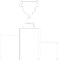 Line art championship trophy on podium. vector