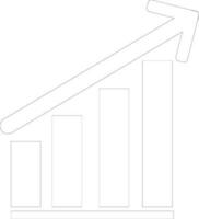 Black line art illustration of growing graph. vector