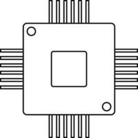 Isolated CPU in line art illustration. vector