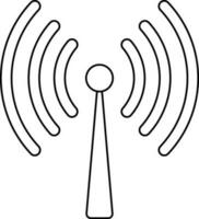 Black line art antenna on white background. vector