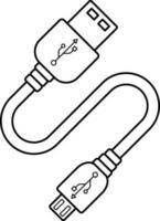 Black line art plug on white background. vector