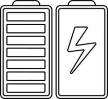 Battery charging in line art illustration. vector