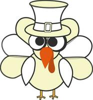 Character of a turkey bird with hat. vector