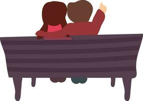 Cute couple sitting on a bench. vector