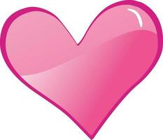 Glossy pink heart on white background. vector