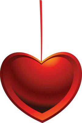 Beautiful glossy red hanging heart.