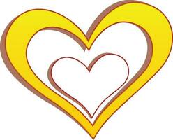 Yellow and white heart made by paper cut. vector