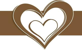 Brown and white heart. vector