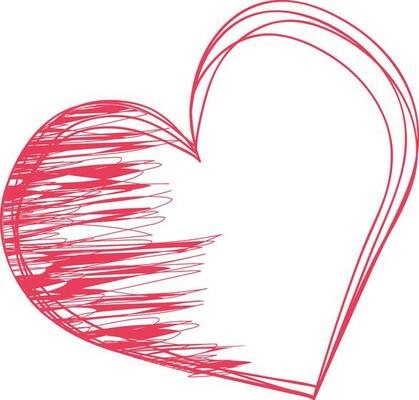 Hand drawn crayon heart shape isolated.